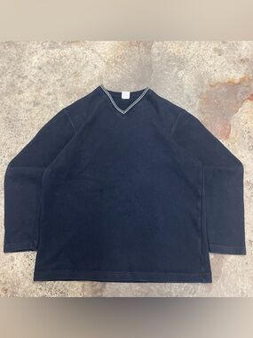 Y2K Old Navy Sweatshirt Men’s Large Black Faded Heavyweight Comfy Streetwear 00s